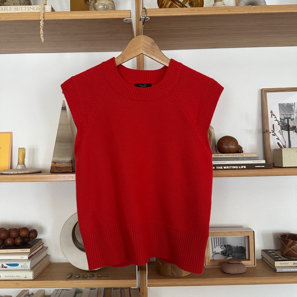 Massimo Dutti Red Wool and Cashmere Vest - size medium
